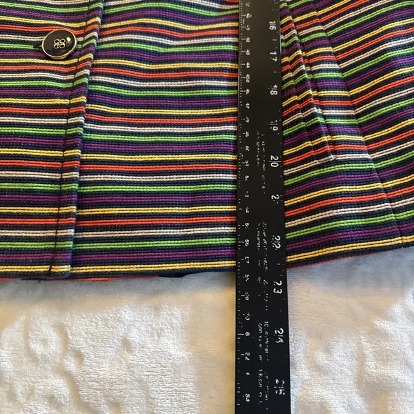 Talbot's Multicolor striped Long Sleeve Button Front Mandarin Collar Blazer 12 - Image 7