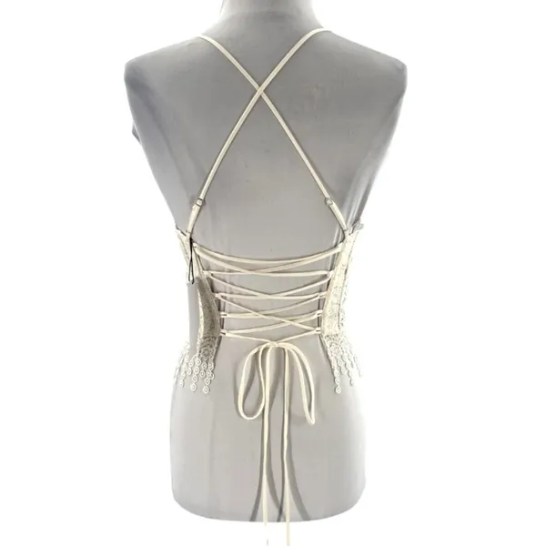 NWT Loba Revolve‎ Elisa lace corset lace up top white sz - Image 4