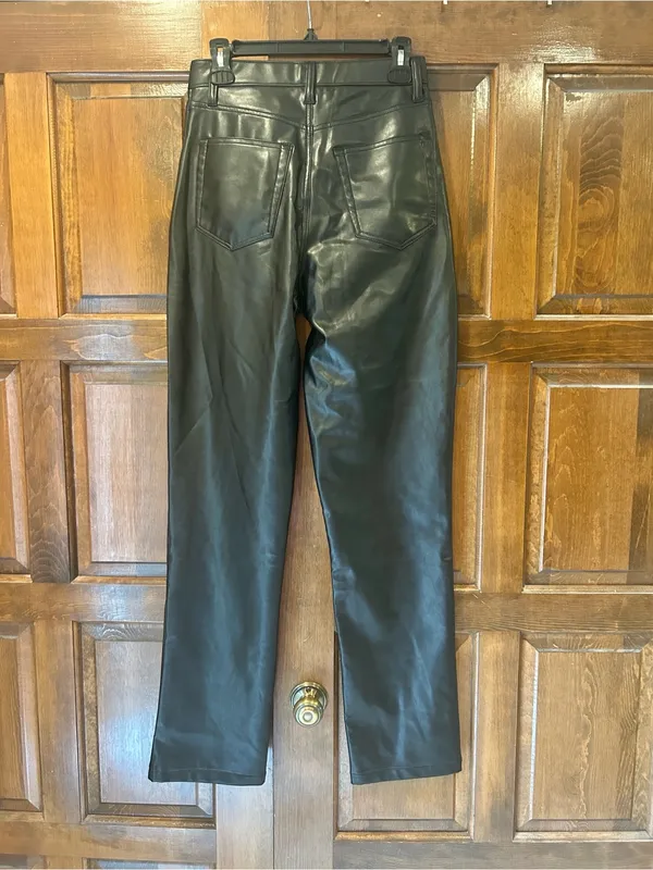 Abercrombie Curve Love 90s Straight Faux Leather Pants 28 6L Ultra High‎ Rise - Image 3