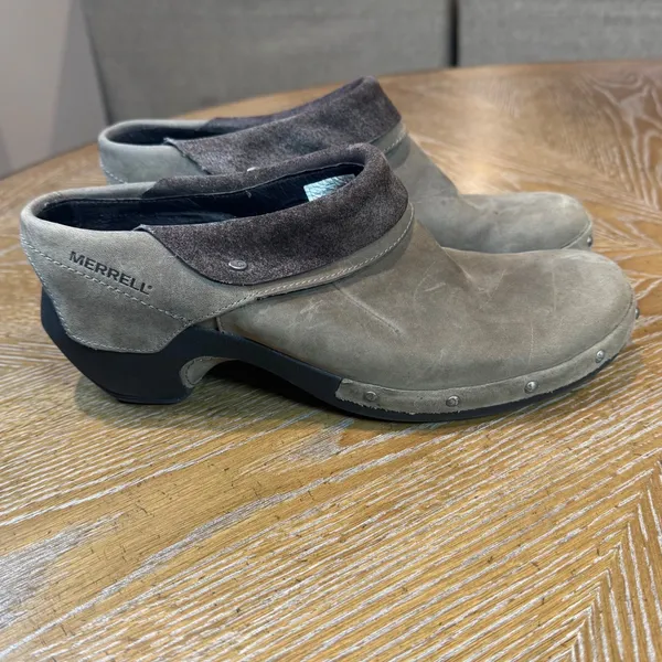 Merrell‎ Drizzle Leather Suede Mules Clogs Slip On Brown Size 10 - Image 3