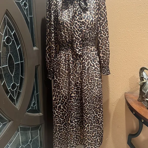 Zara long sleeve cheeta print dress - Image 2