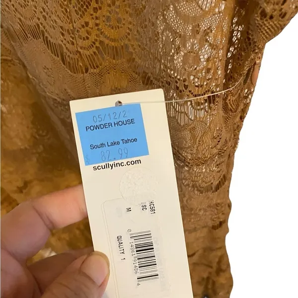 Scully honey creek western wear Sheer Lace dress Tan Dress stagecoach - Image 13