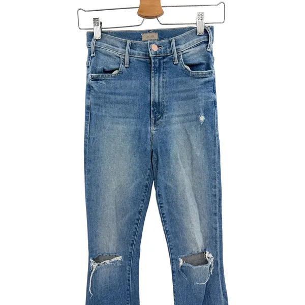 Mother‎ The Hustler Ankle Fray Understudy Distressed Crop Flare Jeans Size 24 - Image 5