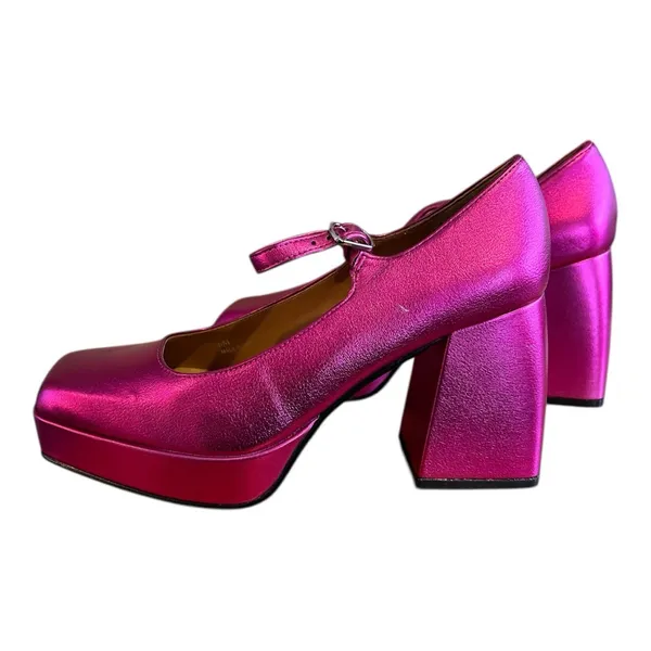 Lisa Vicky Notice Mary‎ Jane Platform Pump Metallic Pink Finish Women's Size 6 M - Image 5
