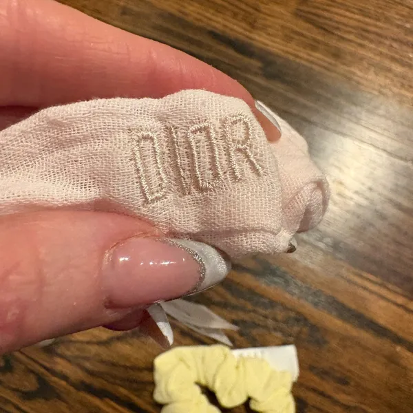 Brand New Dior Beauty Pastel Pink and Yellow Cotton Scrunchies Set of 2 - Image 4
