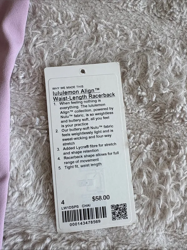 lululemon athletica Lavender Waist-Length Racerback Tank size 4 - Image 2