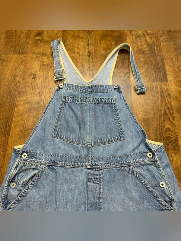 Vtg GAP Denim Shortalls Overalls Sz XL Relaxed Cotton Faded - Image 5
