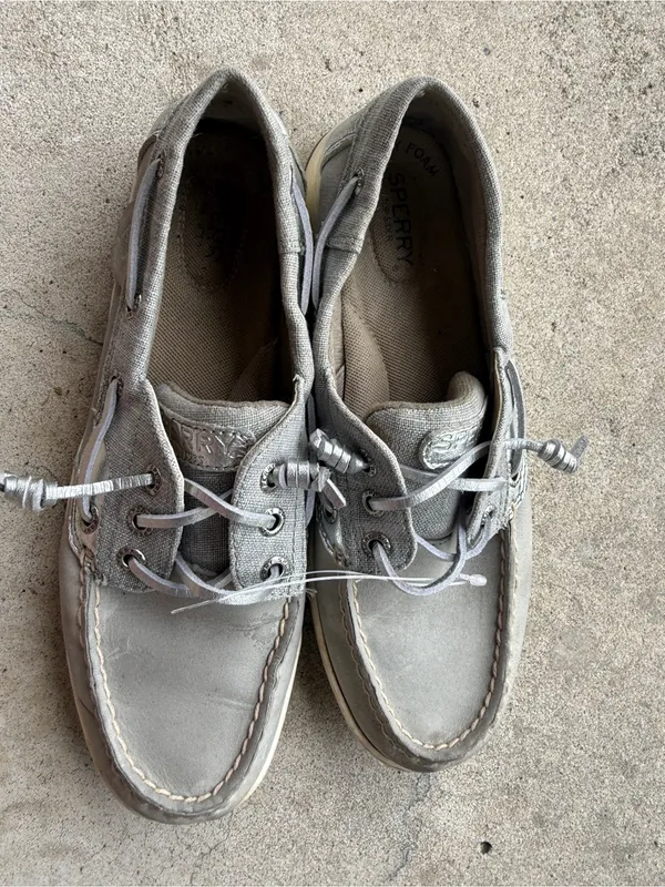 Sperry Top-Sider Bahama Boat Shoes Silver Gray Canvas Women’s Size 7.5 - Image 3
