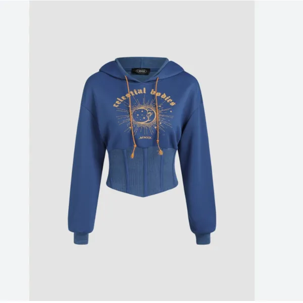 Cider GRAPHIC CORSET CROP HOODIE - Image 2