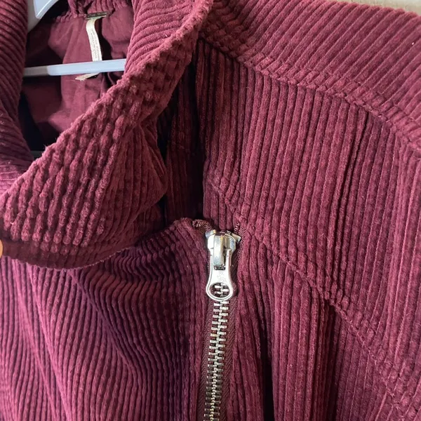 Free People Women's‎ Red Slouchy Dolman Corduroy Moto Jacket Size M - Image 11