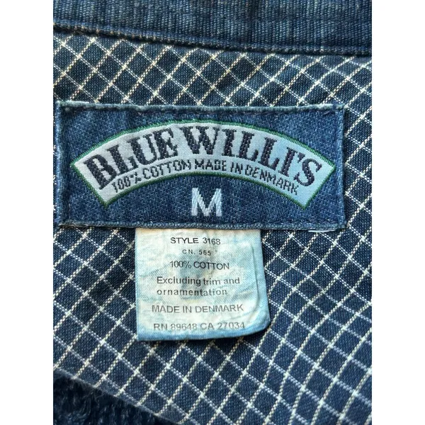 Blue Willis vintage blue denim heavy cable knit Shacket Medium cardigan academia - Image 4