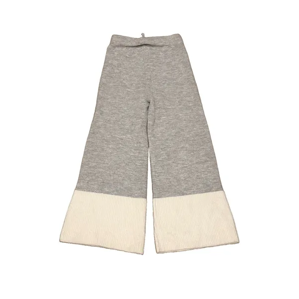 World Market Cozy Color Block Wide-Leg Drawstring Pants Gray/Ivory Pull-On S/M - Image 2