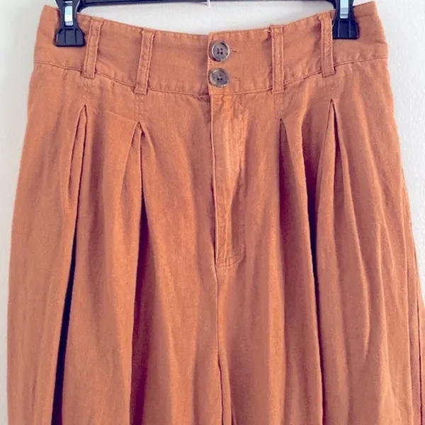 Free People Kirsten trouser rust/autumn leave linen pant - Image 3