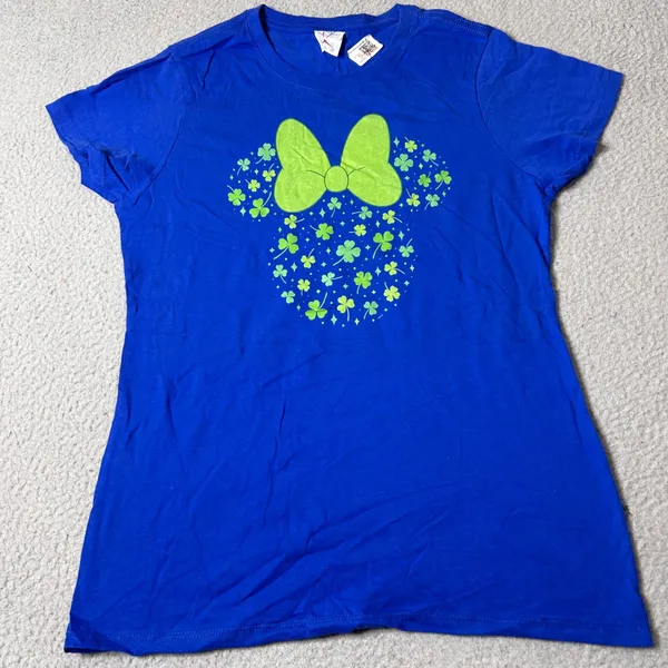 NEW Disney Minnie Mouse Shamrock T-Shirt Womens S St Patricks Day Graphic‎ Tee - Image 2