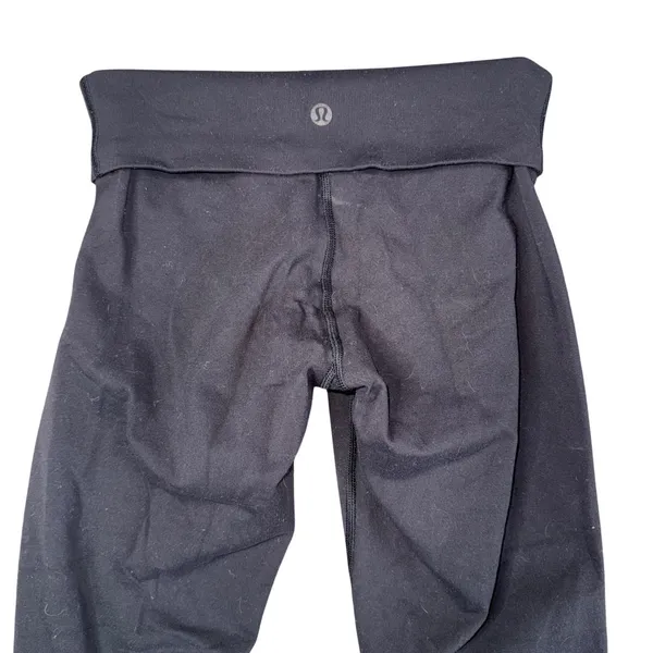 Lululemon Fold Over Leggings‎ Women 4 Black Good High Rise Crop Yoga Activewear - Image 3