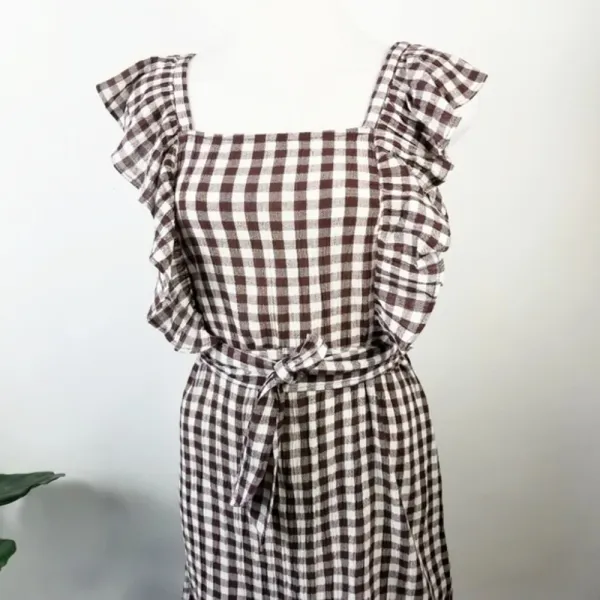 TOPSHOP Gingham Ruffle Mini Dress Sz‎ 8 - Image 4
