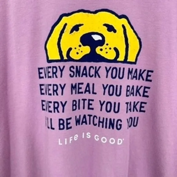 Life is Good Purple Long Sleeve Yellow Lab Silly Dog Graphic Top Purple Dog‎ Mom - Image 2