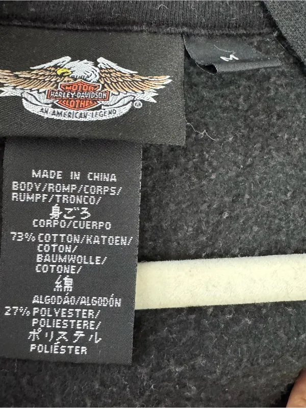Harley Davidson Hooded Sweatshirt Vest Zip Up Rhinestone Y2K Black Medium - Image 5