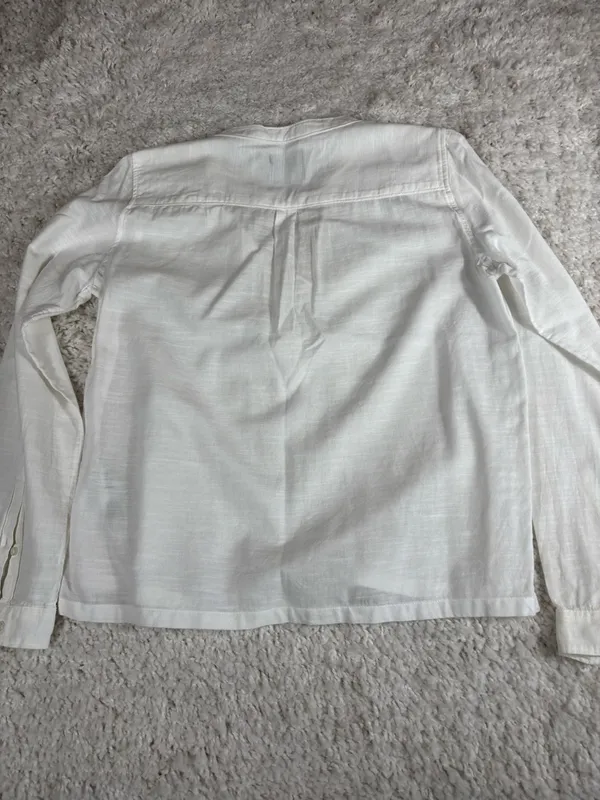 Abercrombie & Fitch White 100% Cotton Lace Up Peasant Blouse Size M - Image 7