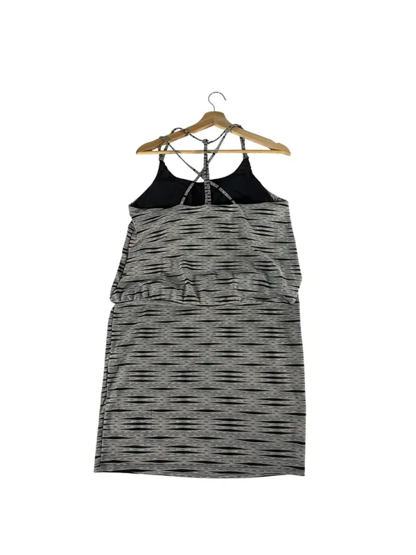 Athleta Ariel Venice Swim Dress Medium Black White Stripe Racerback UPF 50+ - Image 6