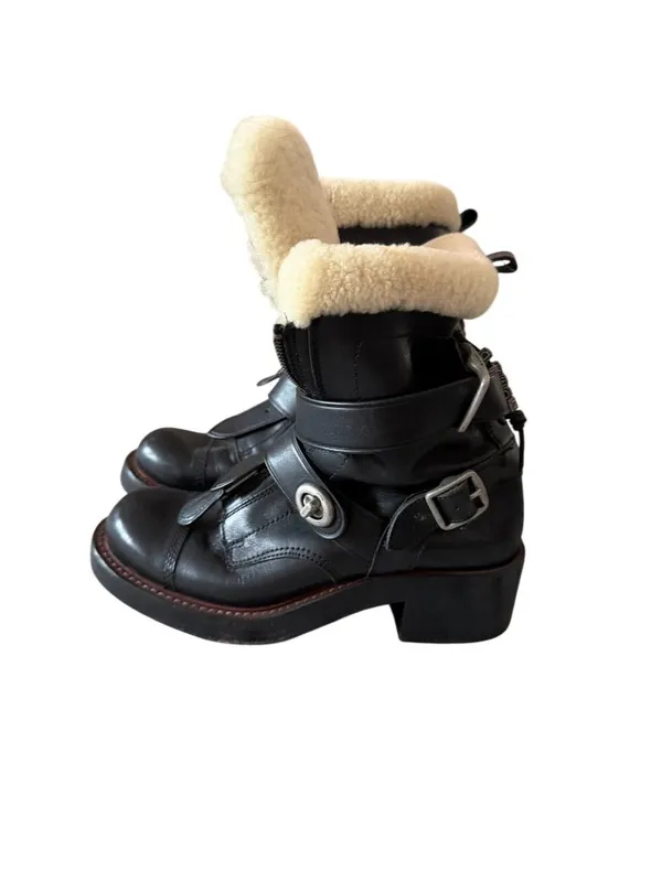 COACH Women’s Black Leather Zip Moto Boots Size 7 - Image 7