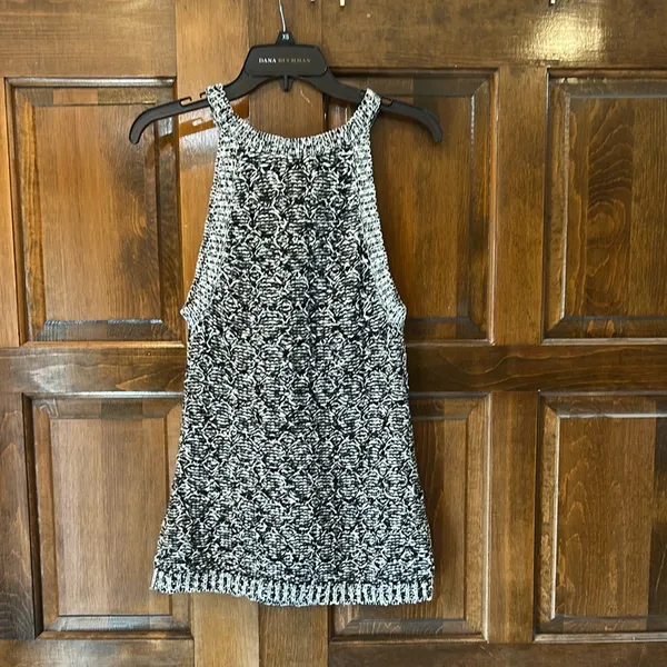 Anthropologie Moth‎ Debussy Marled Sweater Tank Top Small S Black White Knit - Image 5
