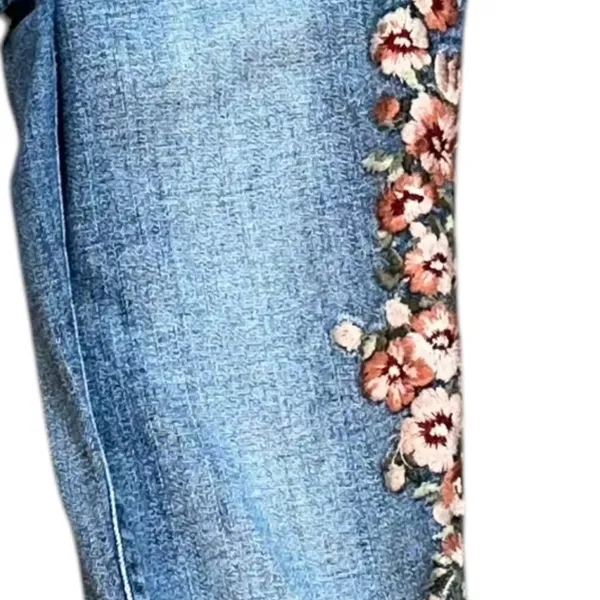 Abercrombie & Fitch Simone‎ High Rise Ankle Denim Jeans Embroidered Floral 26/2 - Image 4
