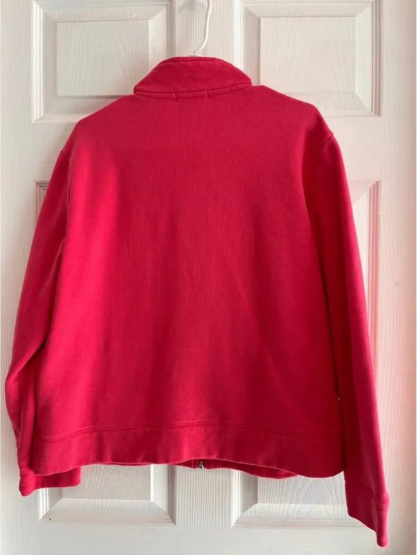 Orvis Womens Pink Full Zip Sweatshirt Mock Neck Stripe Trim XL (No Size Tag) - Image 6