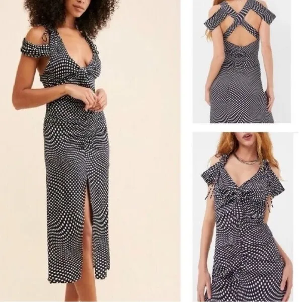 Elegant Black and White Polka Dot Dress For Love & Lemons BETH Farmhouse Couture - Image 2