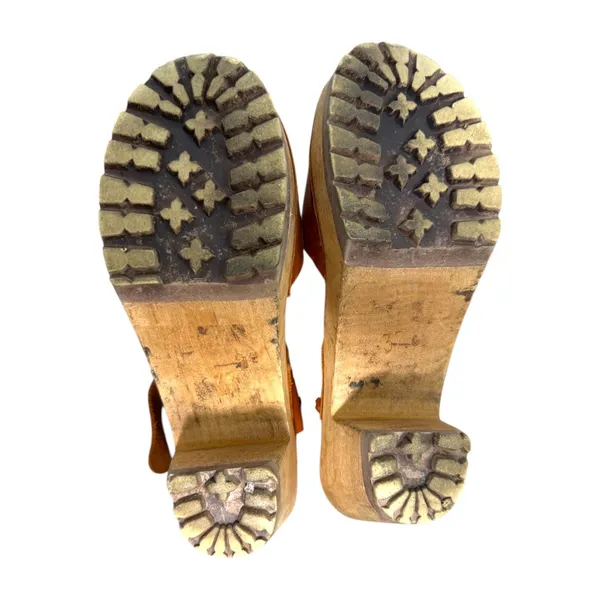 Lotta's from Stockholm Leather Wood Chunky Heel Mary Jane Clogs EU 37 US 6.5 - Image 7