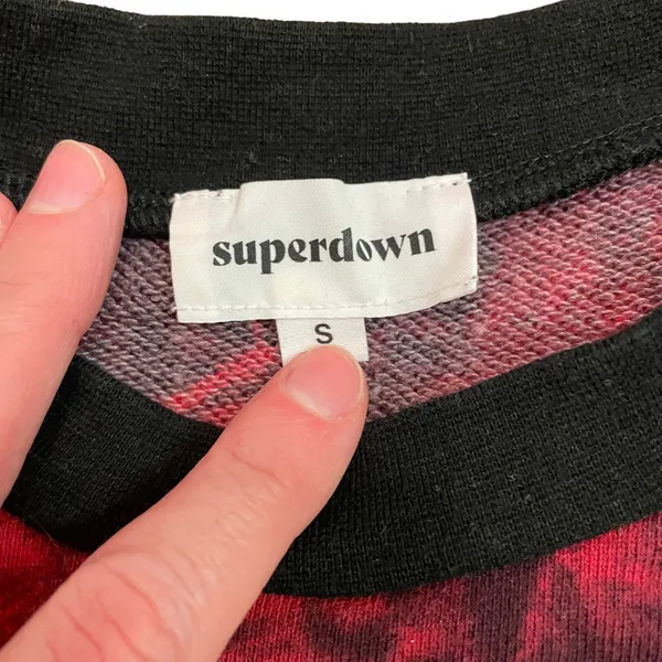 Superdown Breanna Tie Dye Crew Sweatshirt Red Black - Image 4