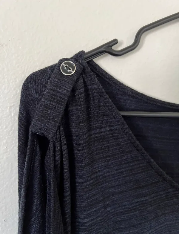 Blue/Black Flowy Drape Blouse - Image 8