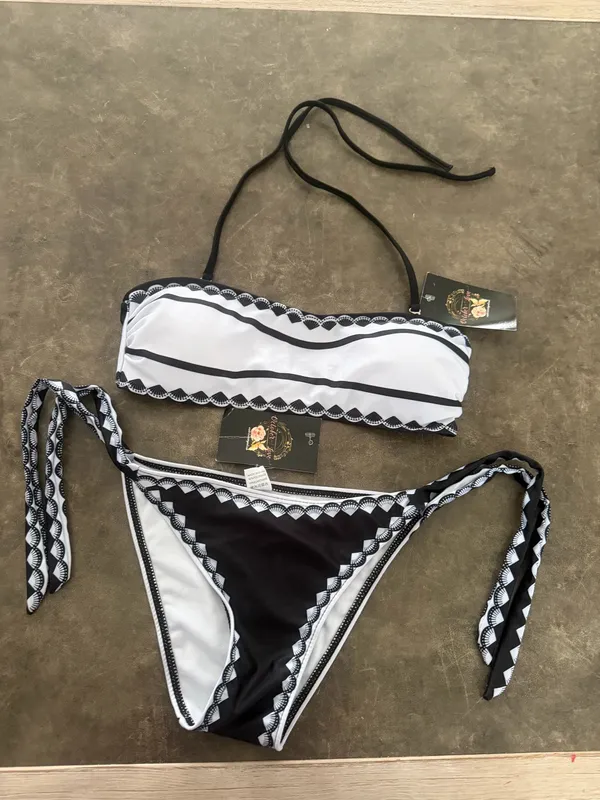 October Love bandeau straps tie sides bikini set - Image 3