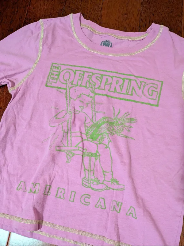 The Offspring Americana Pink Graphic Tee Contrast Stitch Small - Image 4