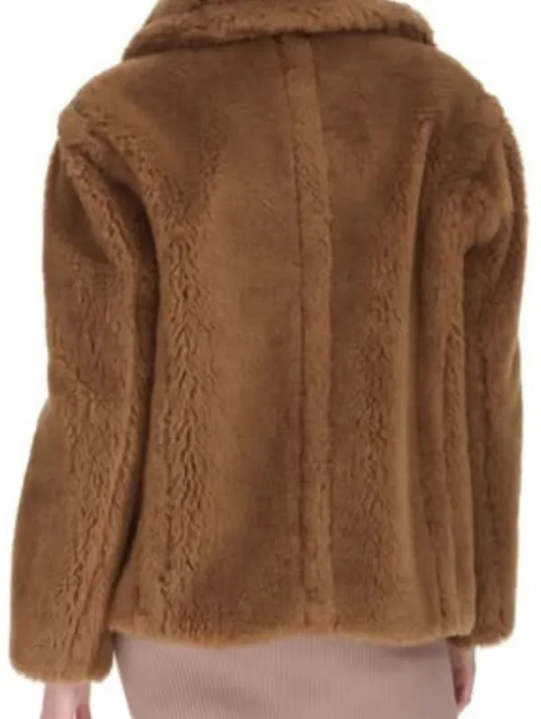 Cole Haan notched-collar single-breasted teddy coat S Toffee Faux Fur - Image 2