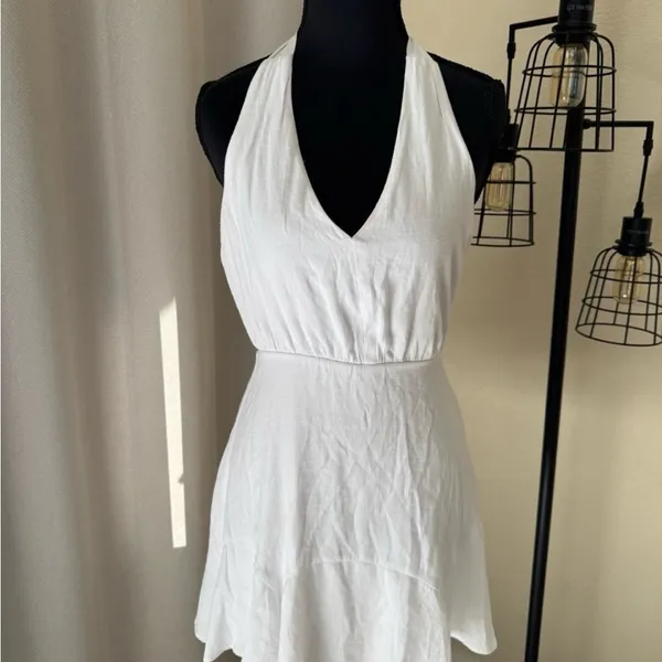 Altar’d State White Halter Mini Dress S Backless Summer Bridal Boho - Image 2