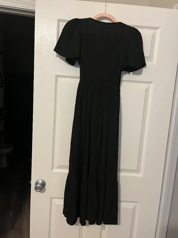 A New Day Black Wrap Maxi Dress | Flutter Sleeve | Elegant Flowy Dress-NWT - Image 2