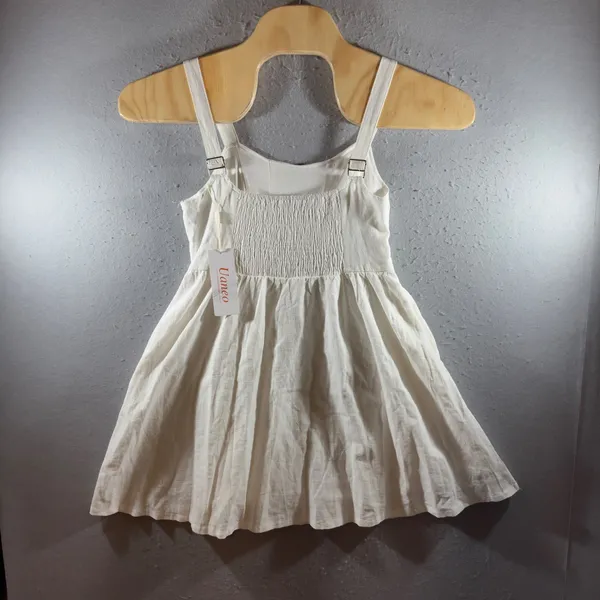 3011 | NWT Boho Coastal Linen Blend Smocked Sun Dress White Summer Womens XS - Image 2
