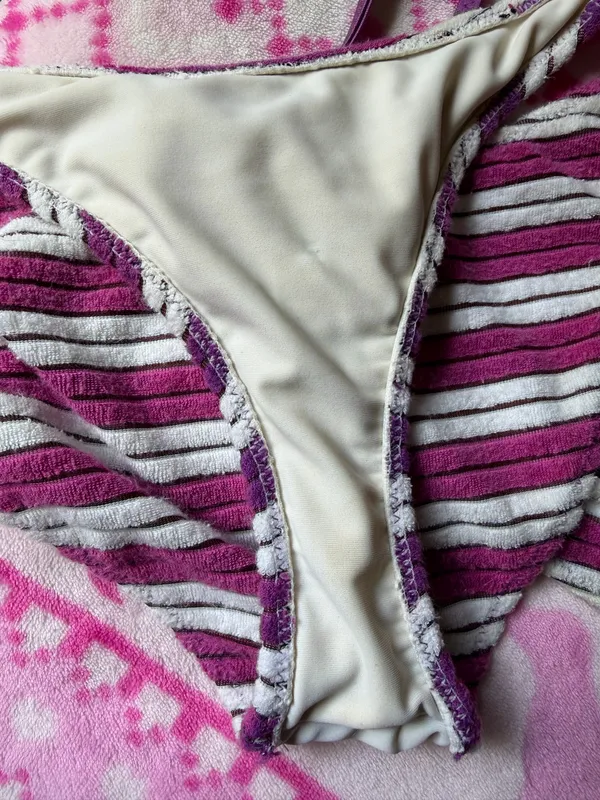 Triangl Purple and White Striped Scoop Terry Bikini Set - Image 8