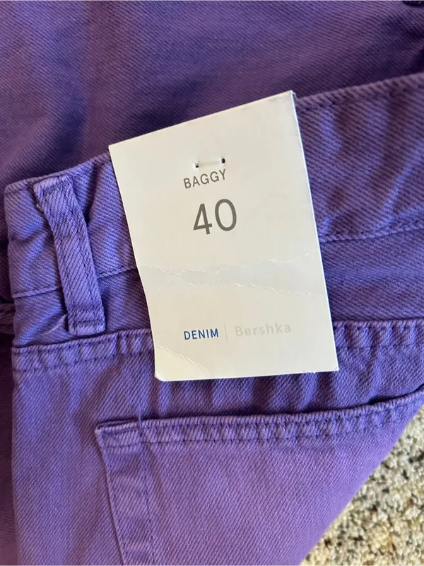 Bershka Purple Baggy Game Day Pants - Image 2