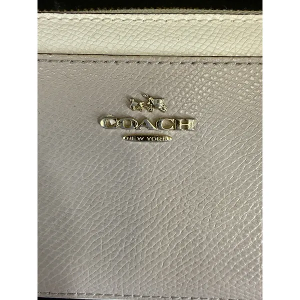 EUC COACH Bicolor Accordion Zip Around Long Wallet Genuine Leather Taupe/Ivory - Image 2