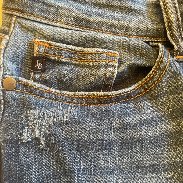 Judy Blue 7/28 Leopard Patch High Rise Ripped Skinny Raw Hem Jeans JB82166DK - Image 5
