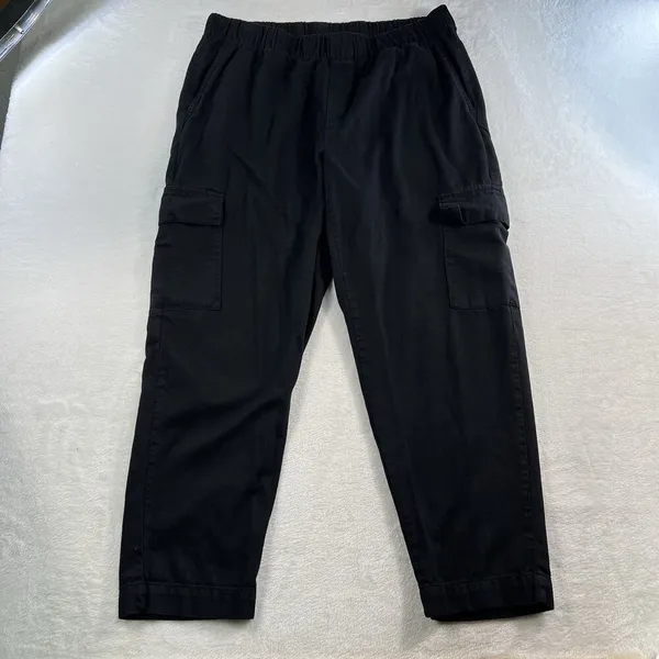 Gap XL Cargo Pants Mid Rise Black Twill Pull On Boho Elastic Waist Boho Grunge‎ - Image 4