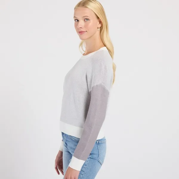 Dreamers by Debut Gray Ribbed Colorblock Knit Sweater - Image 2