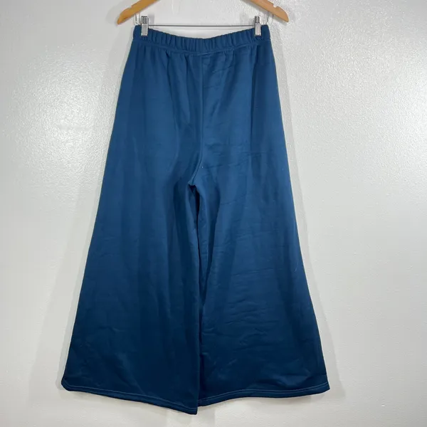SUMWON Wide Leg Lounge Pants M Blue Fleece Cozy‎ High Waist Pull On Casual - Image 2