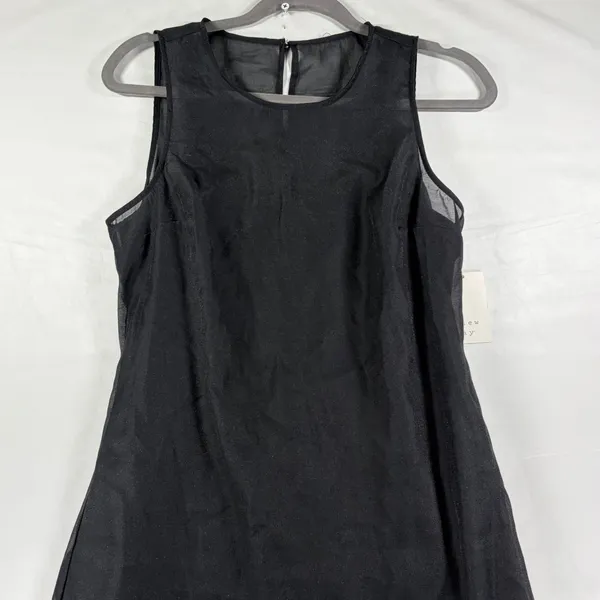 A New Day Black Sleeveless Mesh Overlay Midi Dress Size Small Parisian Chic NEW - Image 11