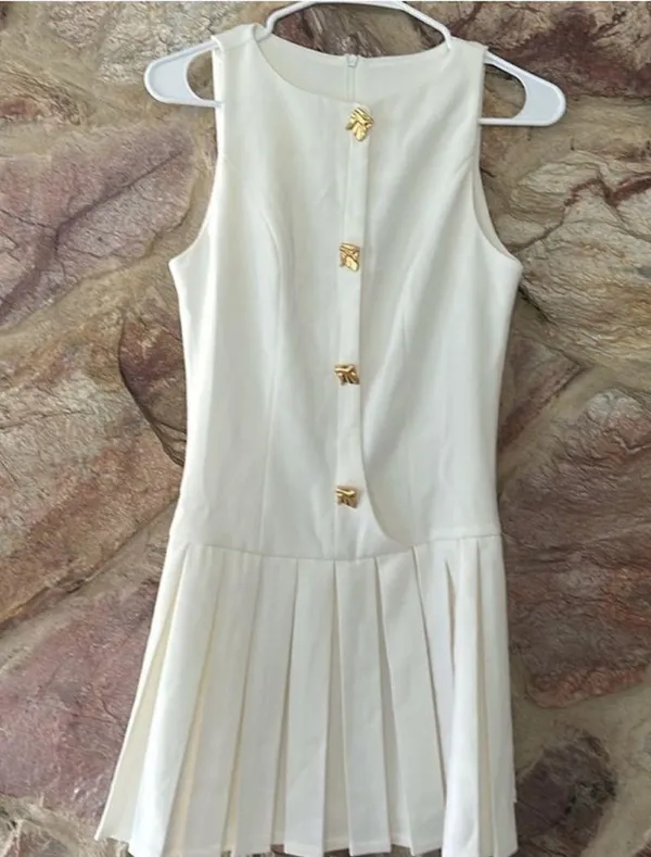Commense Metal-Button Pleated Tank Dress size M - Image 3
