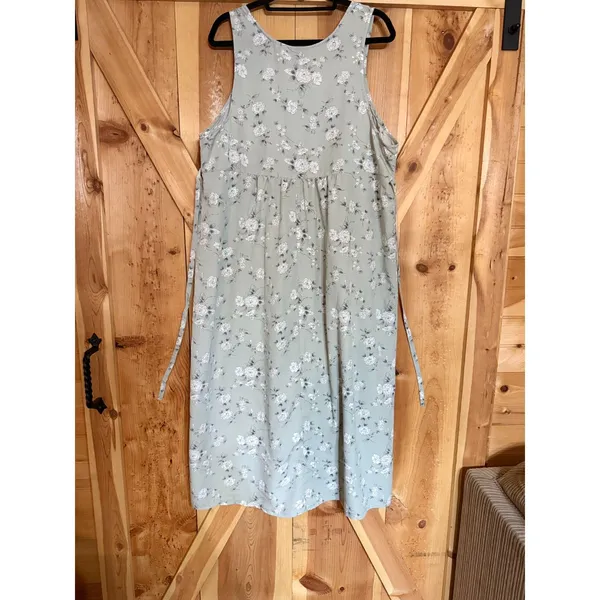 Vintage 90s Kathy Ireland Green Floral Maternity Dress Boho Cottagecore L - Image 2