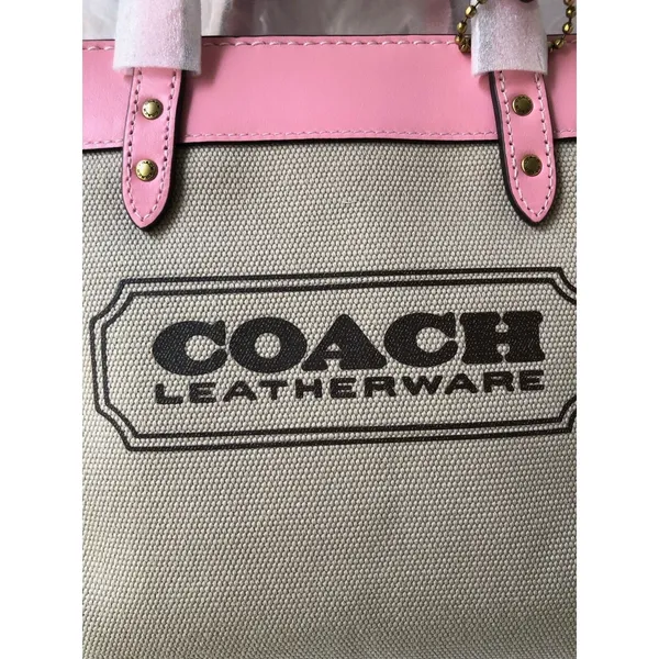 Coach Field 22 Logo ColorBlock Natural Canvas Tote Crossbody Bag Pink New $210 - Image 9