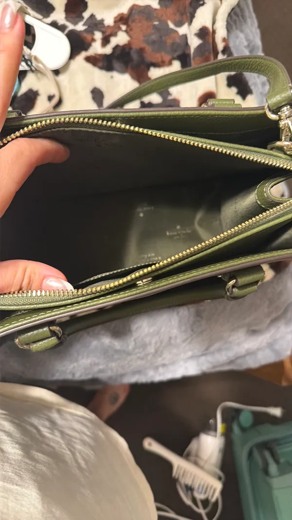 kate spade Olive Green Pebbled Leather Satchel with Strap - Image 4
